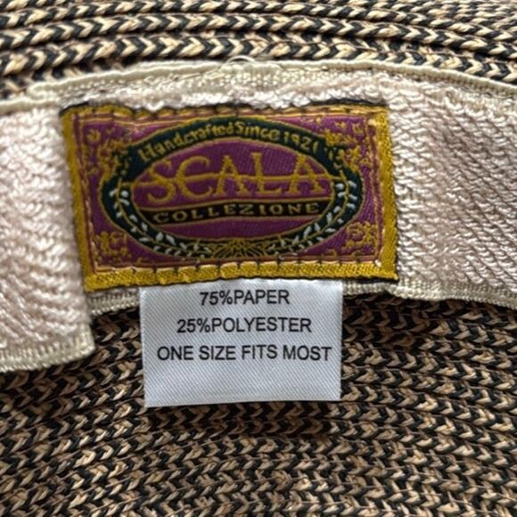 Scala Handcrafted Woven Paper Polyester Sun Hat Neutral Tan - Picture 11 of 12